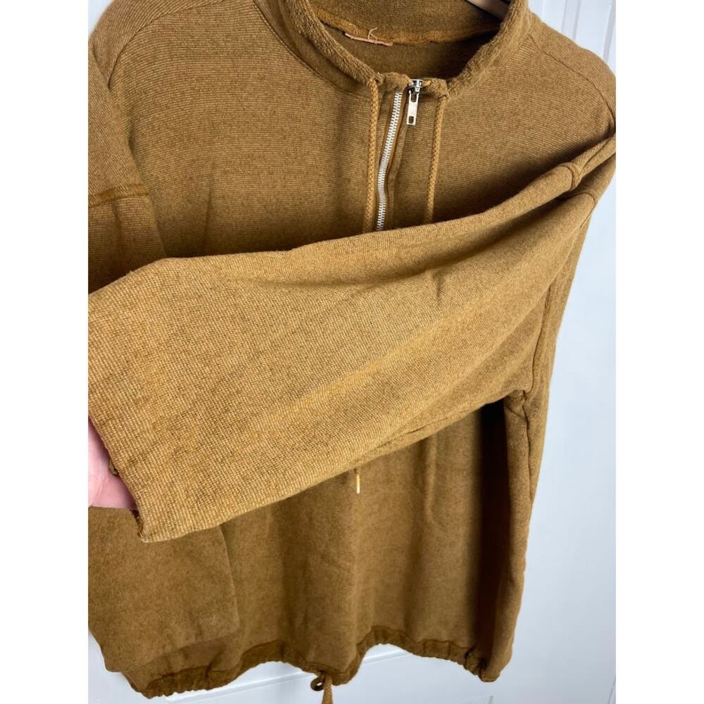 Womens Brown 1/4 Zip Pullover Patchwork Oversized… - image 4